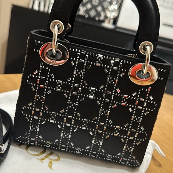 Mini Lady Dior Bag Black Strass Cannage Satin - Picture 3 of 6